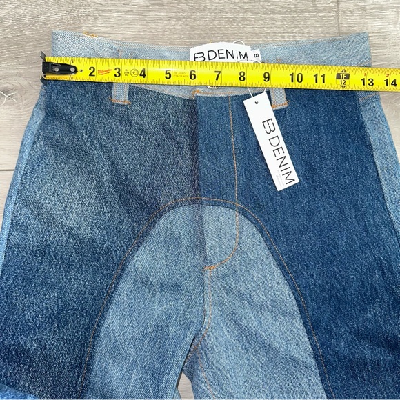 NWT EB Denim Kendall Two Tone Blue Denim Riding Jeans Women's Small Colorblock - Picture 6 of 7